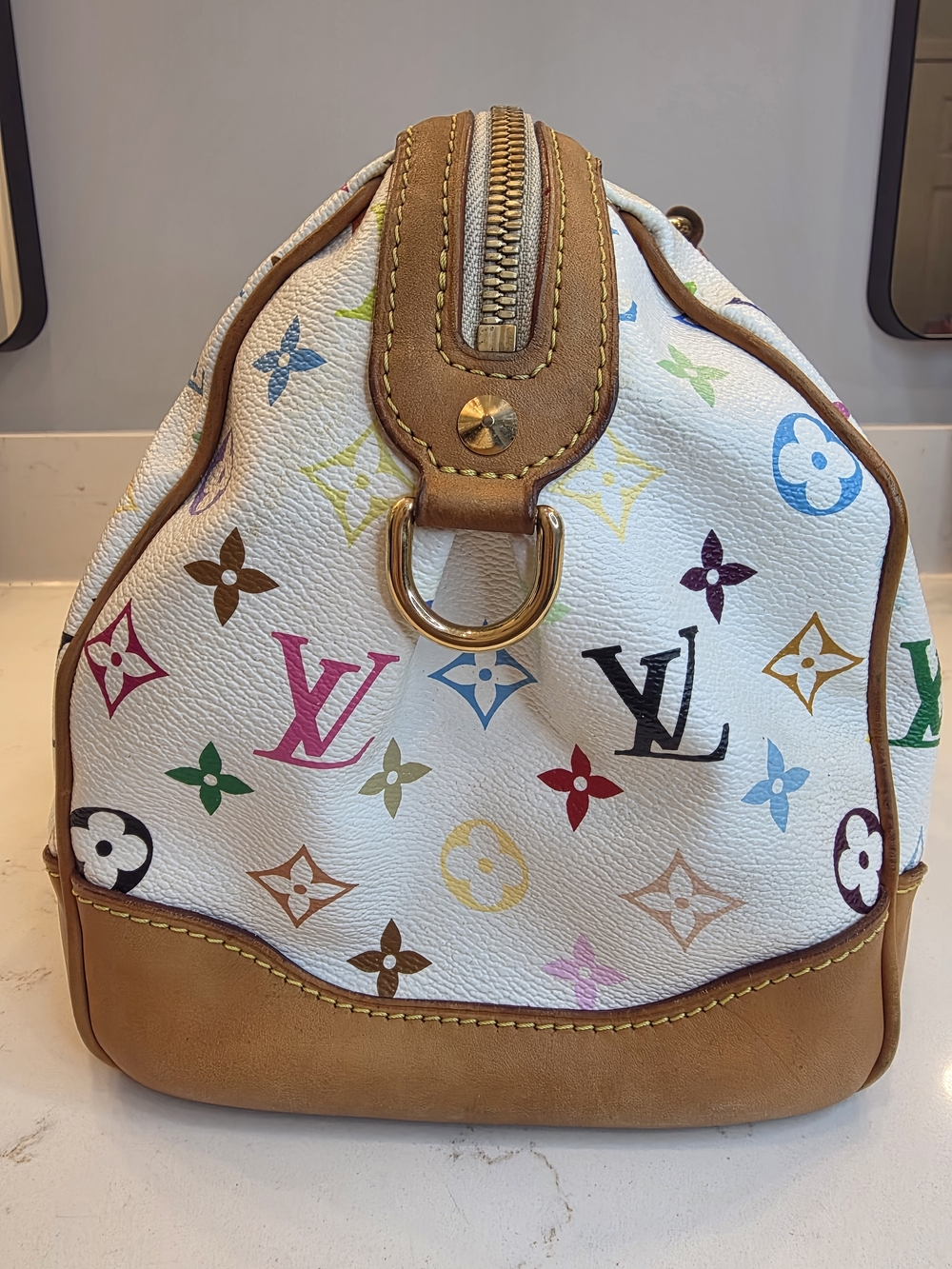 Louis Vuitton Multicolor White Canvas Studded Satchel - Picture 3 of 15